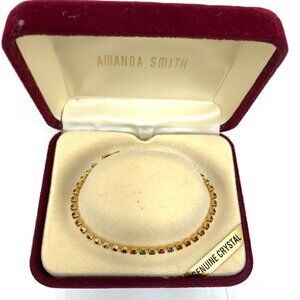Amanda Smith Crystal Tennis Bracelet - Multi/Gold, 6"L/3" Diameter